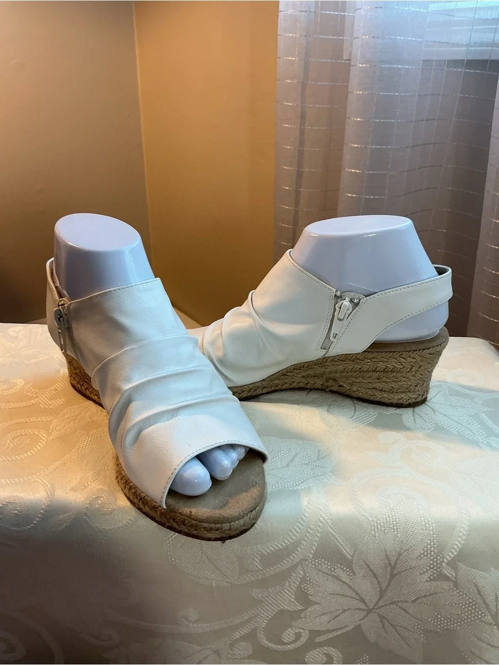 Easy Street Off White Wedge Sandals